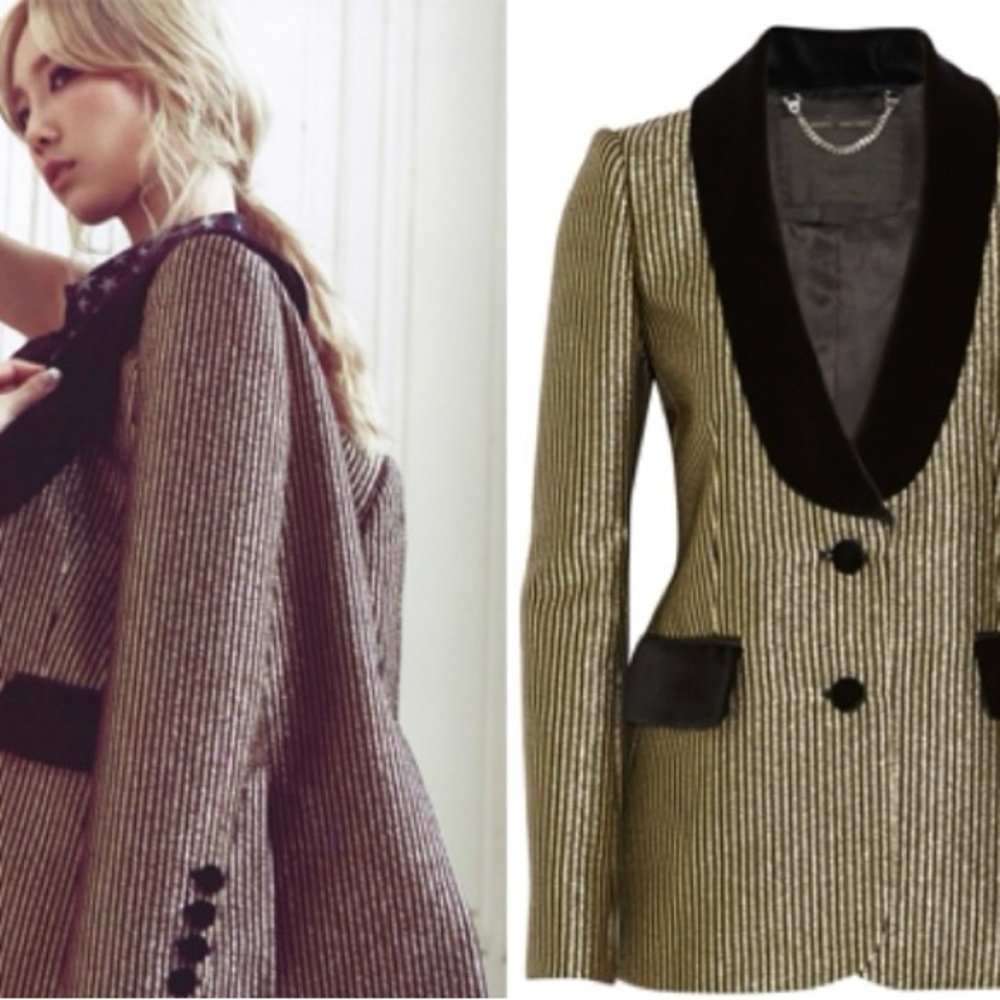 Marc Jacobs stunning gold stripe blazer with velvet